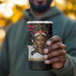 Hatshepsut 4 in 1 Can Cooler Tumbler with Royal Portrait, Pre-Colonial Empires Text and Red-Black Honeycomb - African Pride