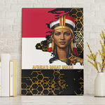 Hatshepsut Canvas Wall Art with Royal Portrait, Pre-Colonial Empires Text and Red-Black Honeycomb - African Pride