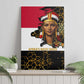Hatshepsut Canvas Wall Art with Royal Portrait, Pre-Colonial Empires Text and Red-Black Honeycomb - African Pride