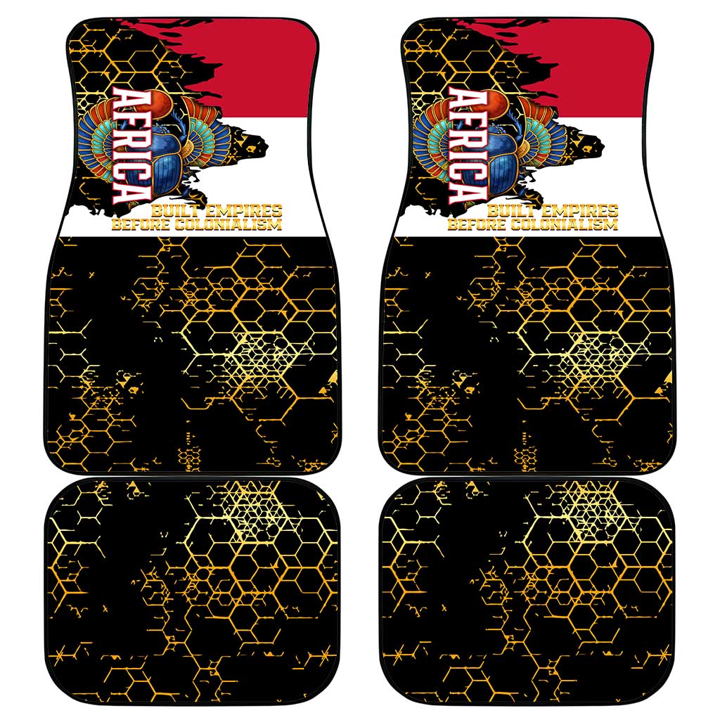 Hatshepsut Car Mats with Royal Portrait, Pre-Colonial Empires Text and Red-Black Honeycomb - African Pride
