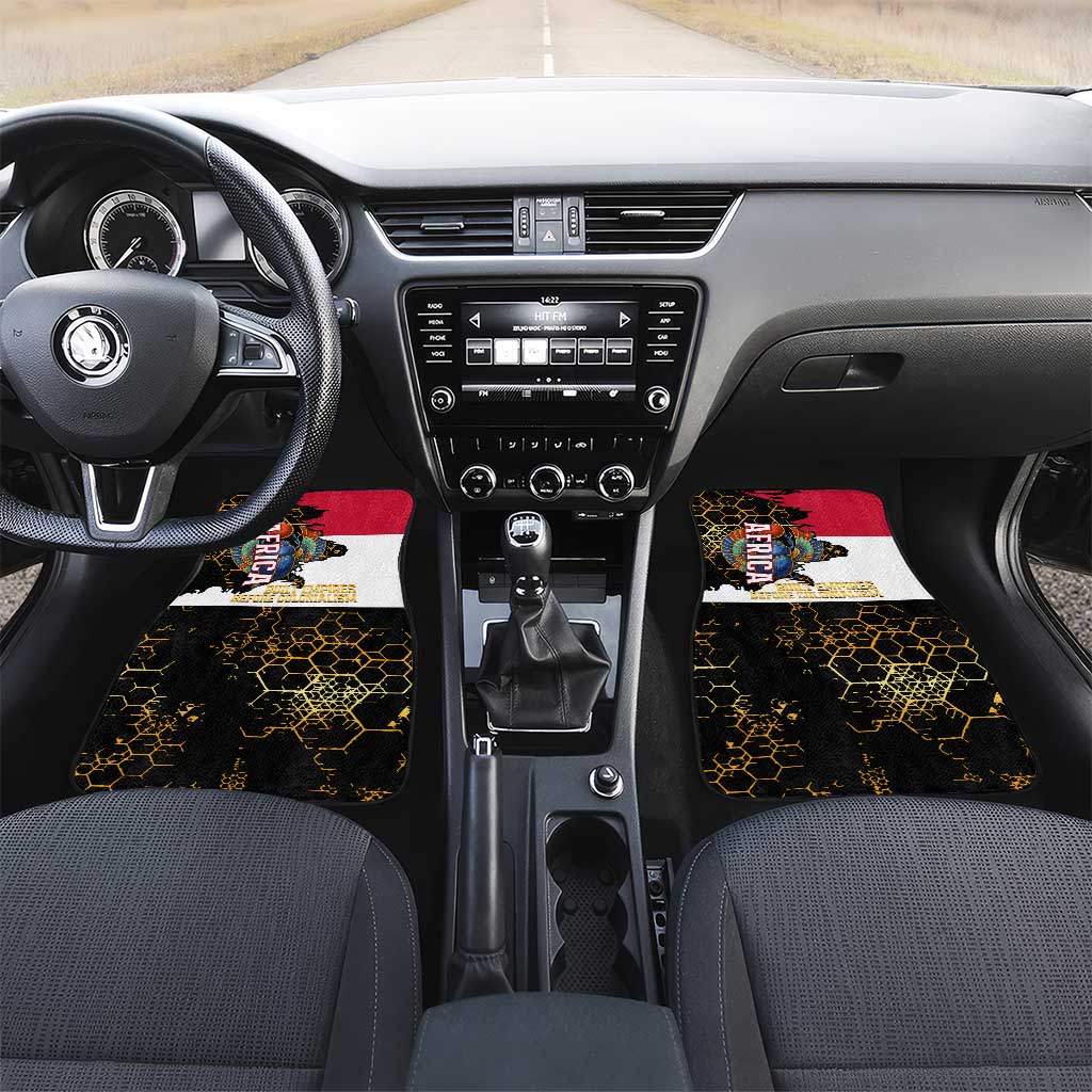 Hatshepsut Car Mats with Royal Portrait, Pre-Colonial Empires Text and Red-Black Honeycomb - African Pride
