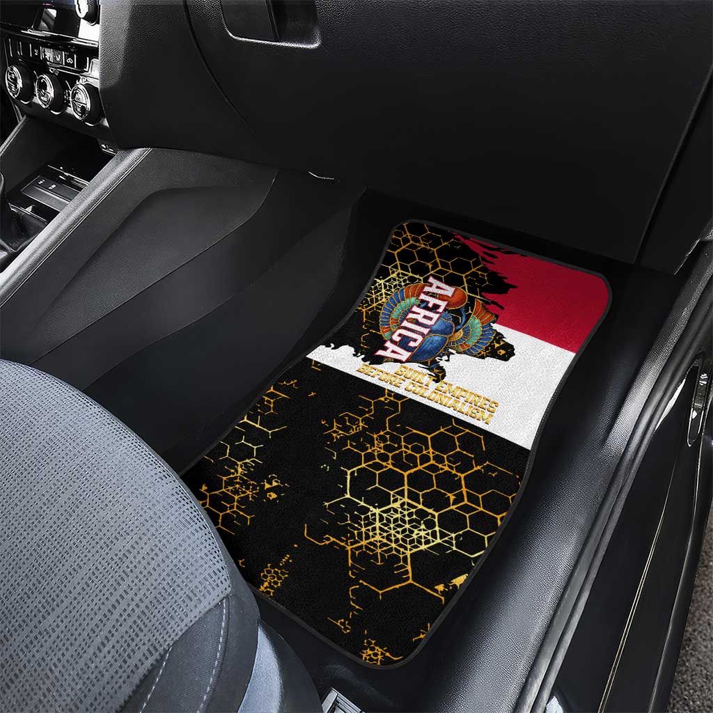 Hatshepsut Car Mats with Royal Portrait, Pre-Colonial Empires Text and Red-Black Honeycomb - African Pride