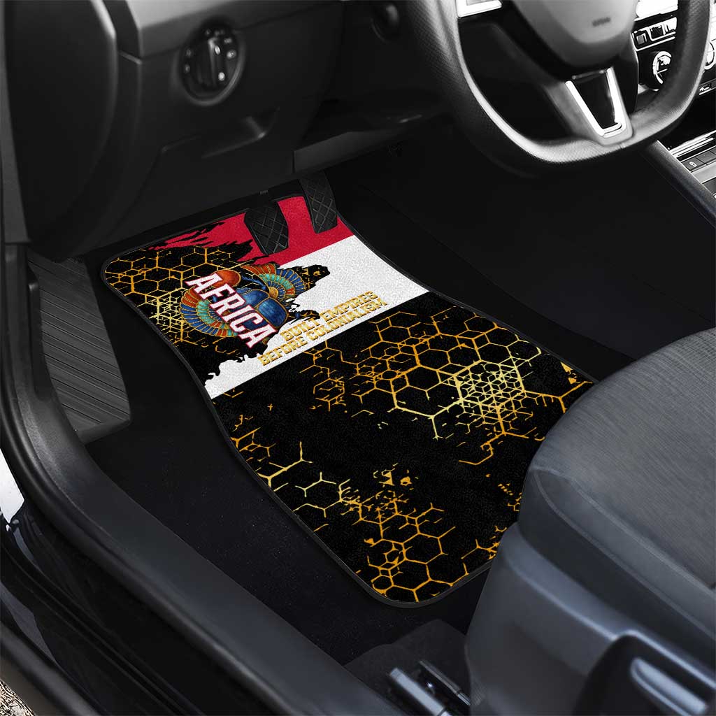 Hatshepsut Car Mats with Royal Portrait, Pre-Colonial Empires Text and Red-Black Honeycomb - African Pride