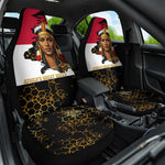Hatshepsut Car Seat Cover with Royal Portrait, Pre-Colonial Empires Text and Red-Black Honeycomb - African Pride