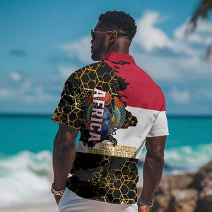 Hatshepsut Hawaiian Shirt with Royal Portrait, Pre-Colonial Empires Text and Red-Black Honeycomb - African Pride