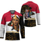 Hatshepsut Hockey Jersey with Royal Portrait, Pre-Colonial Empires Text and Red-Black Honeycomb - African Pride