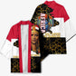 Hatshepsut Kimono with Royal Portrait, Pre-Colonial Empires Text and Red-Black Honeycomb - African Pride