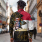 Hatshepsut Long Sleeve Button Shirt with Royal Portrait, Pre-Colonial Empires Text and Red-Black Honeycomb - African Pride
