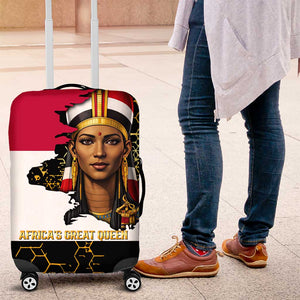 Hatshepsut Luggage Cover with Royal Portrait, Pre-Colonial Empires Text and Red-Black Honeycomb - African Pride