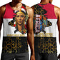 Hatshepsut Men Tank Top with Royal Portrait, Pre-Colonial Empires Text and Red-Black Honeycomb - African Pride