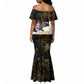 Hatshepsut Mermaid Dress with Royal Portrait, Pre-Colonial Empires Text and Red-Black Honeycomb - African Pride