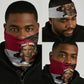 Hatshepsut Neck Gaiter with Royal Portrait, Pre-Colonial Empires Text and Red-Black Honeycomb - African Pride