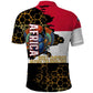Hatshepsut Polo Shirt with Royal Portrait, Pre-Colonial Empires Text and Red-Black Honeycomb - African Pride