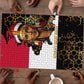 Hatshepsut Puzzle with Royal Portrait, Pre-Colonial Empires Text and Red-Black Honeycomb - African Pride