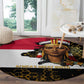 Hatshepsut Round Carpet with Royal Portrait, Pre-Colonial Empires Text and Red-Black Honeycomb - African Pride