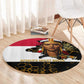 Hatshepsut Round Carpet with Royal Portrait, Pre-Colonial Empires Text and Red-Black Honeycomb - African Pride