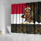 Hatshepsut Shower Curtain with Royal Portrait, Pre-Colonial Empires Text and Red-Black Honeycomb - African Pride