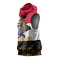 Hatshepsut Sleeveless Hoodie with Royal Portrait, Pre-Colonial Empires Text and Red-Black Honeycomb - African Pride