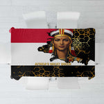 Hatshepsut Tablecloth with Royal Portrait, Pre-Colonial Empires Text and Red-Black Honeycomb - African Pride
