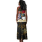 Hatshepsut Tank Maxi Dress with Royal Portrait, Pre-Colonial Empires Text and Red-Black Honeycomb - African Pride
