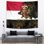 Hatshepsut Tapestry with Royal Portrait, Pre-Colonial Empires Text and Red-Black Honeycomb - African Pride
