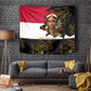 Hatshepsut Tapestry with Royal Portrait, Pre-Colonial Empires Text and Red-Black Honeycomb - African Pride