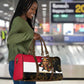 Hatshepsut Travel Bag with Royal Portrait, Pre-Colonial Empires Text and Red-Black Honeycomb - African Pride