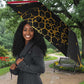 Hatshepsut Umbrella with Royal Portrait, Pre-Colonial Empires Text and Red-Black Honeycomb - African Pride
