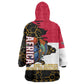 Hatshepsut Wearable Blanket Hoodie with Royal Portrait, Pre-Colonial Empires Text and Red-Black Honeycomb - African Pride