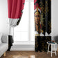 Hatshepsut Window Curtain with Royal Portrait, Pre-Colonial Empires Text and Red-Black Honeycomb - African Pride