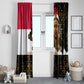 Hatshepsut Window Curtain with Royal Portrait, Pre-Colonial Empires Text and Red-Black Honeycomb - African Pride