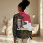 Hatshepsut Women Casual Shirt with Royal Portrait, Pre-Colonial Empires Text and Red-Black Honeycomb - African Pride