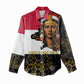 Hatshepsut Women Casual Shirt with Royal Portrait, Pre-Colonial Empires Text and Red-Black Honeycomb - African Pride