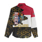 Hatshepsut Women Casual Shirt with Royal Portrait, Pre-Colonial Empires Text and Red-Black Honeycomb - African Pride