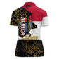 Hatshepsut Women Polo Shirt with Royal Portrait, Pre-Colonial Empires Text and Red-Black Honeycomb - African Pride