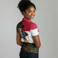 Hatshepsut Women Polo Shirt with Royal Portrait, Pre-Colonial Empires Text and Red-Black Honeycomb - African Pride