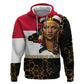 Hatshepsut Zip Hoodie with Royal Portrait, Pre-Colonial Empires Text and Red-Black Honeycomb - African Pride