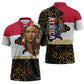 Hatshepsut Zipper Polo Shirt with Royal Portrait, Pre-Colonial Empires Text and Red-Black Honeycomb - African Pride
