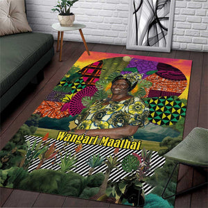 Wangari Maathai Area Rug Colorful Nature-Inspired Design Empowerment Quote African Print Environmental - African Pride