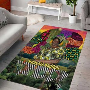 Wangari Maathai Area Rug Colorful Nature-Inspired Design Empowerment Quote African Print Environmental - African Pride