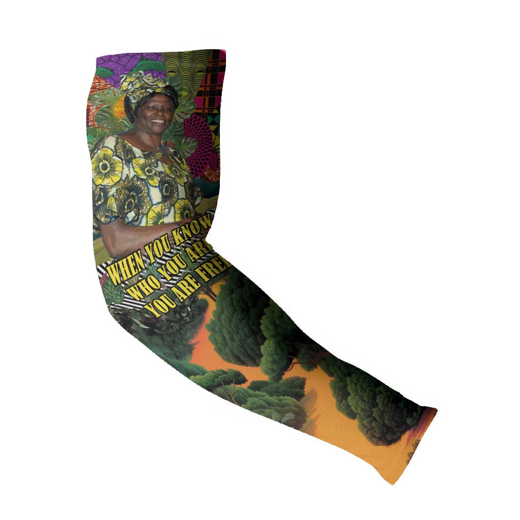 Wangari Maathai Arm Sleeves Colorful Nature-Inspired Design Empowerment Quote African Print Environmental - African Pride