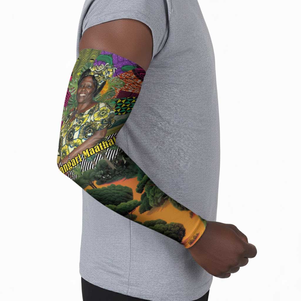 Wangari Maathai Arm Sleeves Colorful Nature-Inspired Design Empowerment Quote African Print Environmental - African Pride