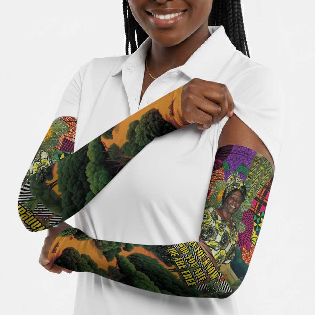 Wangari Maathai Arm Sleeves Colorful Nature-Inspired Design Empowerment Quote African Print Environmental - African Pride