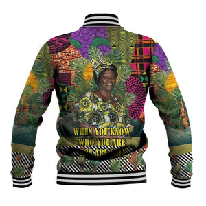 Wangari Maathai Baseball Jacket Colorful Nature-Inspired Design Empowerment Quote African Print Environmental - African Pride