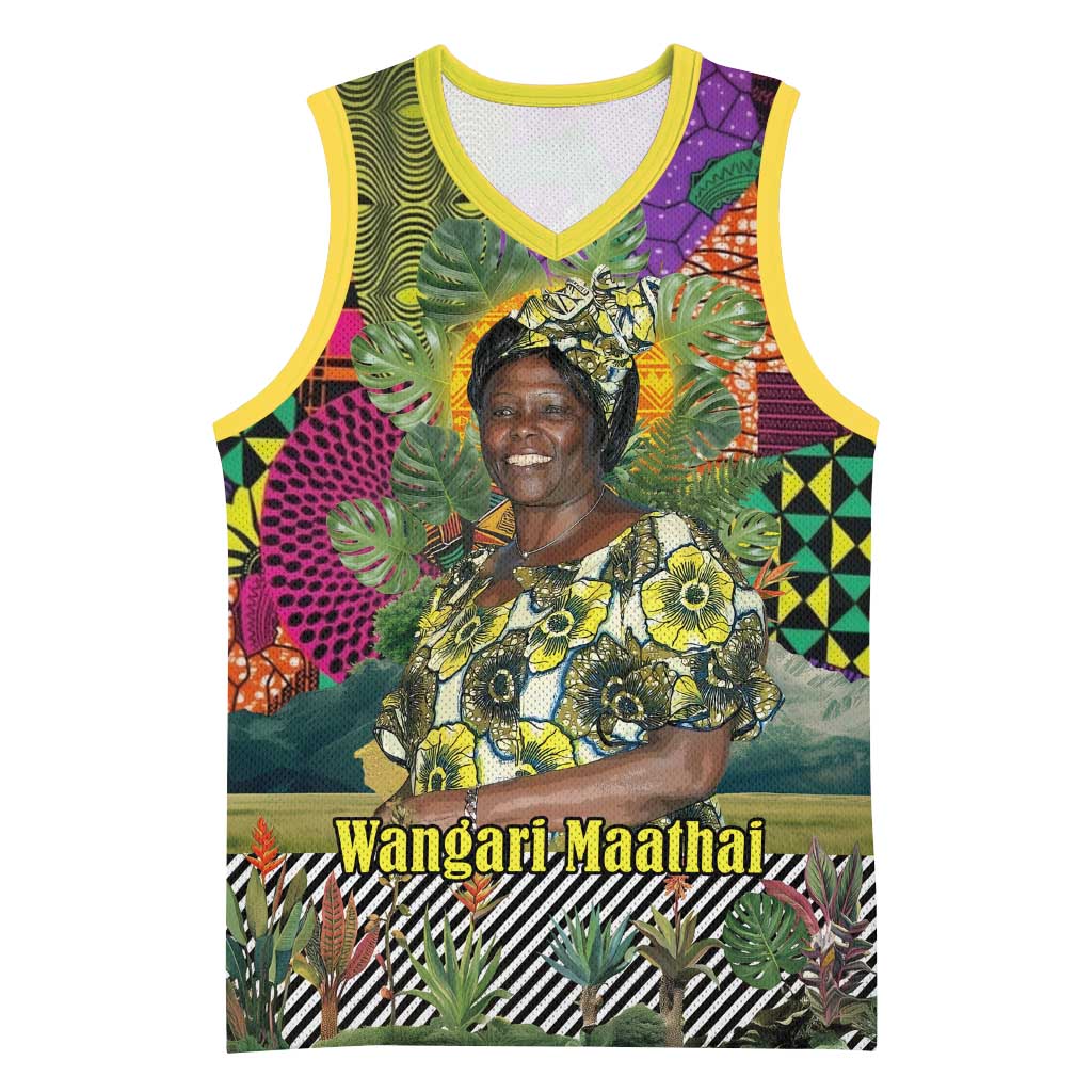Wangari Maathai Basketball Jersey Colorful Nature-Inspired Design Empowerment Quote African Print Environmental - African Pride