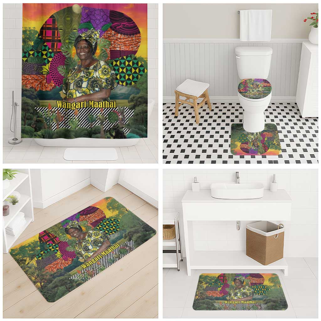 Wangari Maathai Bathroom Set Colorful Nature-Inspired Design Empowerment Quote African Print Environmental - African Pride