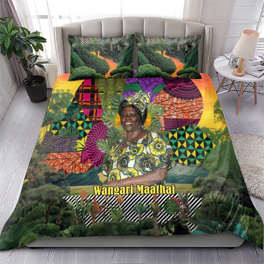 Wangari Maathai Bedding Set Colorful Nature-Inspired Design Empowerment Quote African Print Environmental - African Pride