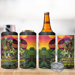 Wangari Maathai 4 in 1 Can Cooler Tumbler Colorful Nature-Inspired Design Empowerment Quote African Print Environmental - African Pride