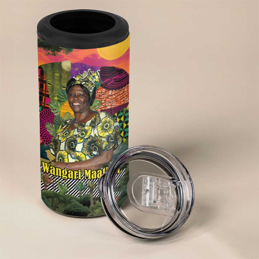 Wangari Maathai 4 in 1 Can Cooler Tumbler Colorful Nature-Inspired Design Empowerment Quote African Print Environmental - African Pride