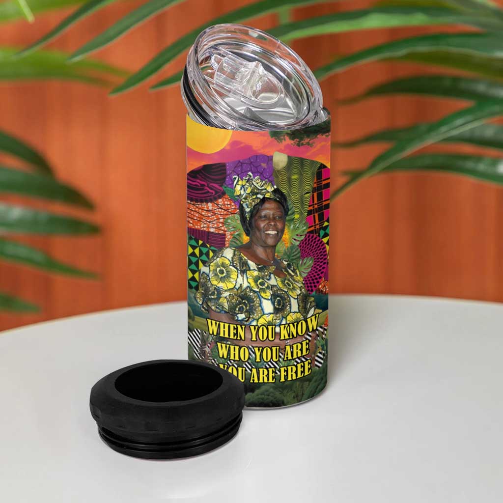 Wangari Maathai 4 in 1 Can Cooler Tumbler Colorful Nature-Inspired Design Empowerment Quote African Print Environmental - African Pride
